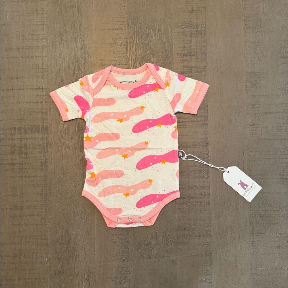 Pink and Cream Bamboo 0-3m Bodysuit